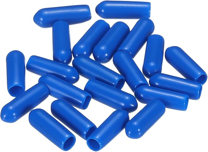 uxcell 20pcs Rubber End Caps 4.5mm ID Vinyl PVC Round Tube Bolt Cap Cover Screw Thread Protectors Blue - Image 4