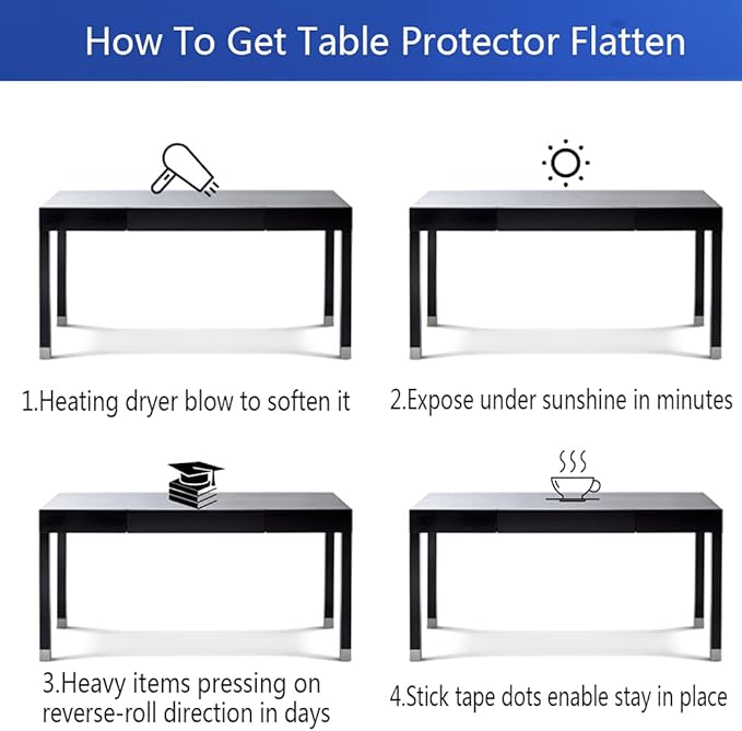 19x63" Clear Vinyl PVC Office Writing Desk Protector Mat Table Protector Cover Mat Office Plastic Chair Mat Thicken Crystal Kitchen Table Pad Tablecloth for Pet Feeding Mat Coffee Table Floor Wipeable - Image 8