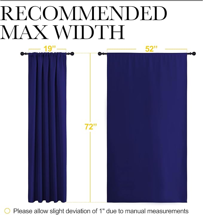 NICETOWN Bedroom Curtains Blackout Draperies - Thermal Insulated Solid Top Pocket Blackout Drapes for Kid's Room (Navy Blue, 1 Pair, 52 x 72 Inch) - Image 7
