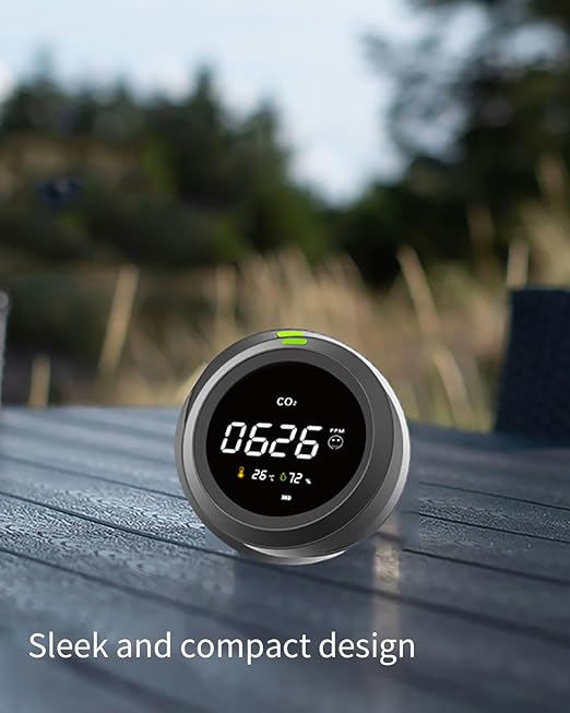 Portable CO2 Detector, High-Precision NDIR Sensor Meter, Indoor CO2 Monitor, Test Range 400-5000 ppm, 24-Hour Runtime Li-Battery, Carbon Dioxide Detector for Home, Car, Grow Tents, Travel - Image 2