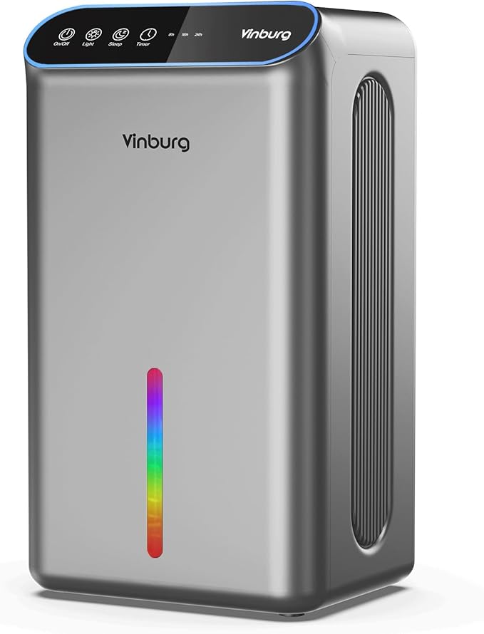 Dehumidifier for Basement (85 OZ, 800 sq ft) Quiet Dehumidifiers for Home, Auto Shut-Off, Sleep Mode, 3 Gear Timer(8H,16H,24H), Small Dehumidifier for Bedroom, Bathroom with Drain Hose(Gray Black) by Unknown
