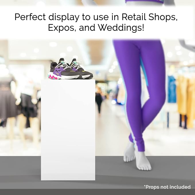 Marketing Holders Acrylic Display Riser Box White Acrylic Pillar 12" x 12” x 24” No Lid Hollow Pedestal Plinth 5 Sided Retail Merchandise Display Flower Tower Elevated Vertical Box Product Showcase - Image 3