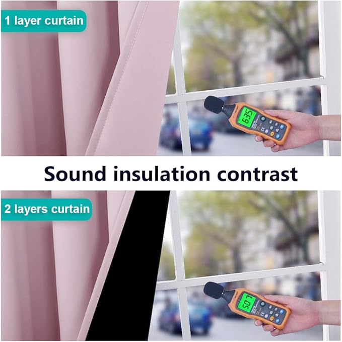 NICETOWN 100% Blackout Window Curtain Panels, Baby Pink, 2 Pieces, 70-inch Wide Per Panel, Full Light Blocking Drapes with Black Liner for Nursery, 72-inch Drop Thermal Insulated Draperies - Image 3