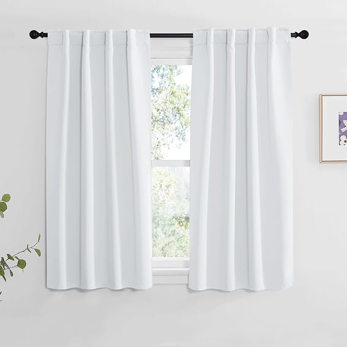 NICETOWN Insulated Room Darkening Curtain Panels - (Greyish White Color) W34 x L48, 2 Pieces, Room Darkening Window Treatment Drape Panel by NICETOWN