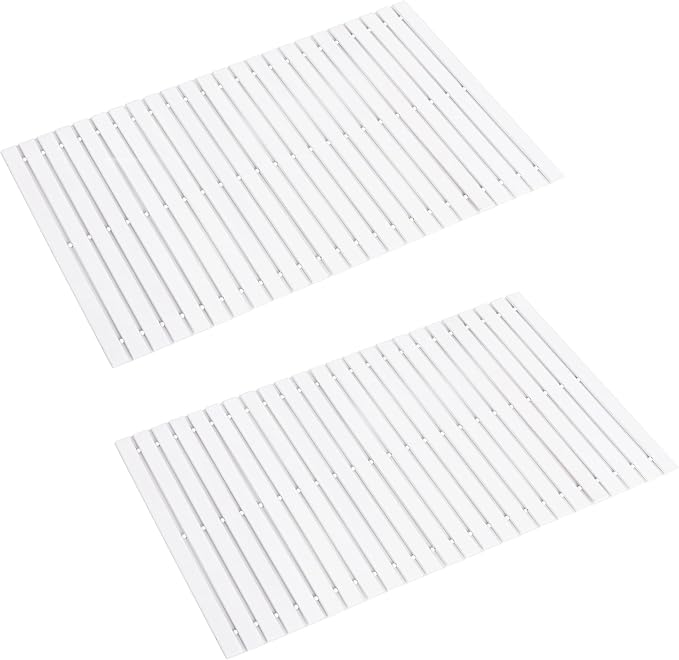 Bath Mat Bathroom Rugs Floor Wood Shower Bathtub Waterproof Non Slip Grey Accessories 16x24 Inch Easy to Clean, 4 pcs by Fovlaurs