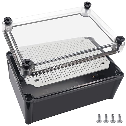 Junction Box,IP67 Waterproof ABS Black Project Box Clear Cover with Mounting Plate Electrical Box Enclosure for Outside Electronics 11 x 7.5 x 5.1inch(280x190x130mm) by Otdorpatio