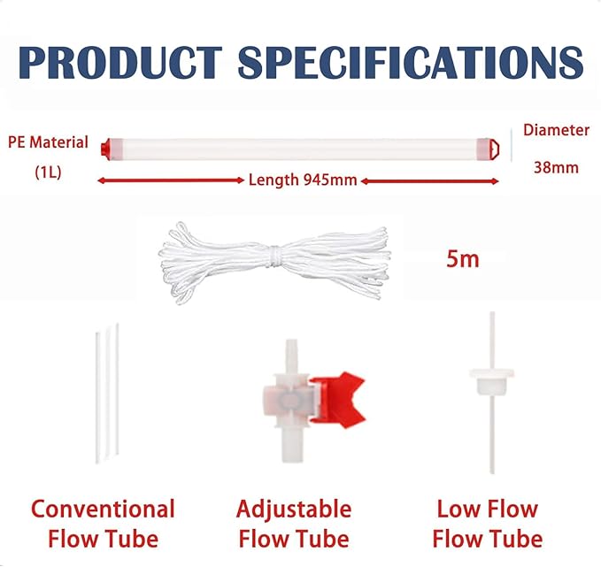 Water Sampler Tube, Ultra Light PE Liquid Sampling Device with Stopper Ball & Valve for Environmental Monitoring - Image 2