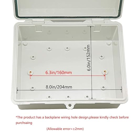 Zulkit Junction Box ABS Plastic Dustproof Waterproof IP65 Electrical Boxes Hinged Shell Outdoor Universal Project Enclosure 8.7 x 6.7 x 4.3 inch (220x170x110 mm) - Image 5