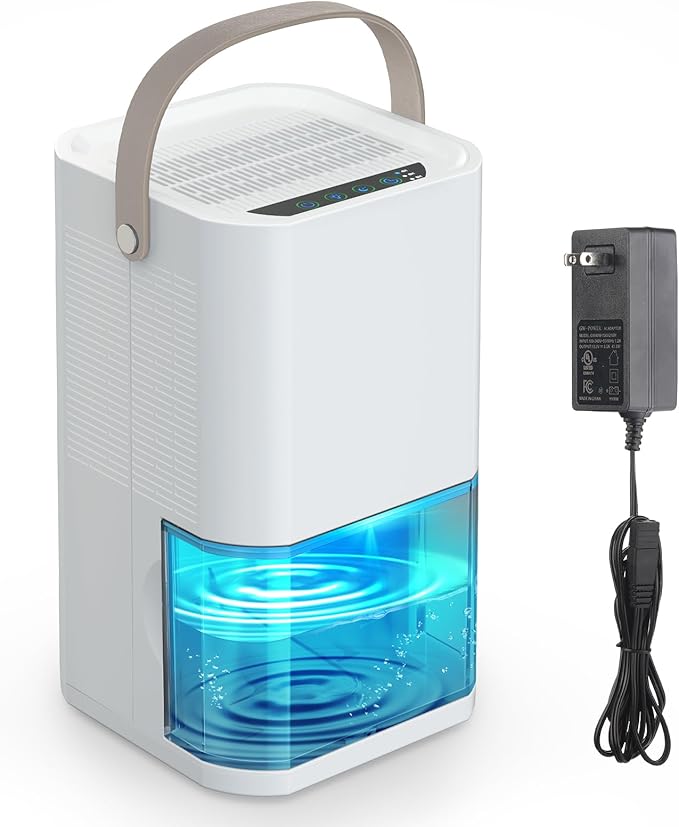 Litever Dehumidifier Highly Efficient for Home. Compact Quiet Portable with Auto Shut OFF. 57OZ Water Tank. Delay-Off Timer and Ambient Light. Good for Small Bedroom Bathroom Basement RV Camper Closet by Litever