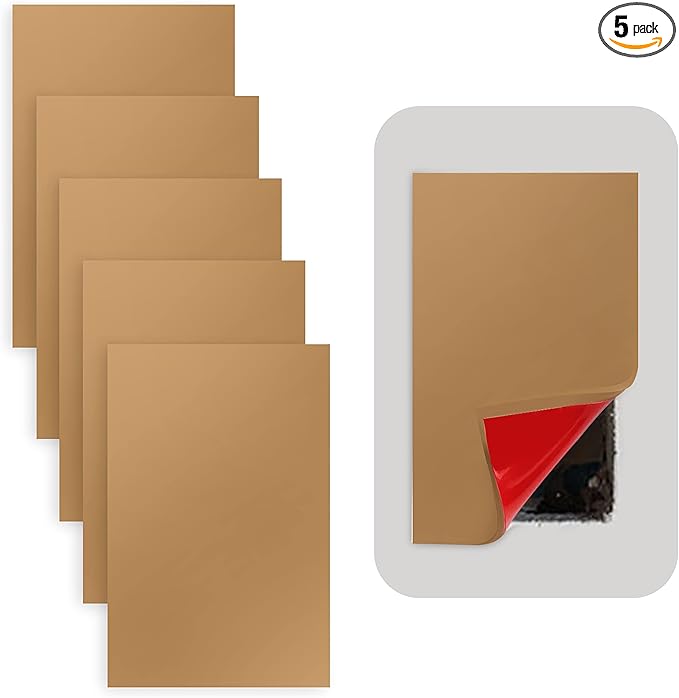 Rubber Bond Self-Adhesive Rubber Wall Outlet Cover Plate 5 Pack - Easy to Apply Peel & Stick Drywall Hole Patch - 5x3 Inch Screwless Blank Wall Plate Cover - Premium Rubber Wall Hole Cover (Brown) by RubberBond