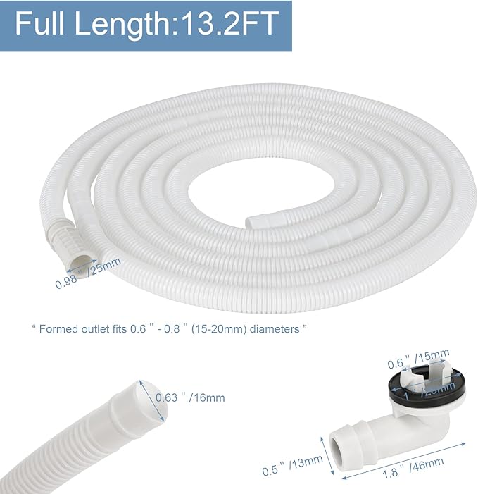 HOXHA 13.2 Ft Air Conditioner Drain Hose Kit Plastic Tubing for AC Condensate Flexible Drain Hose for Mini Split AC Portable AC Washer Dishwasher Faucet - Image 2