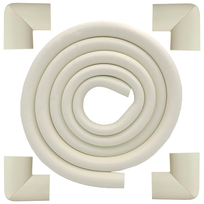 M2cbridge U Shape Extra Thick Furniture Table Edge Protectors Foam 6.5 Ft (Off White with 4 Corners) by M2cbridge