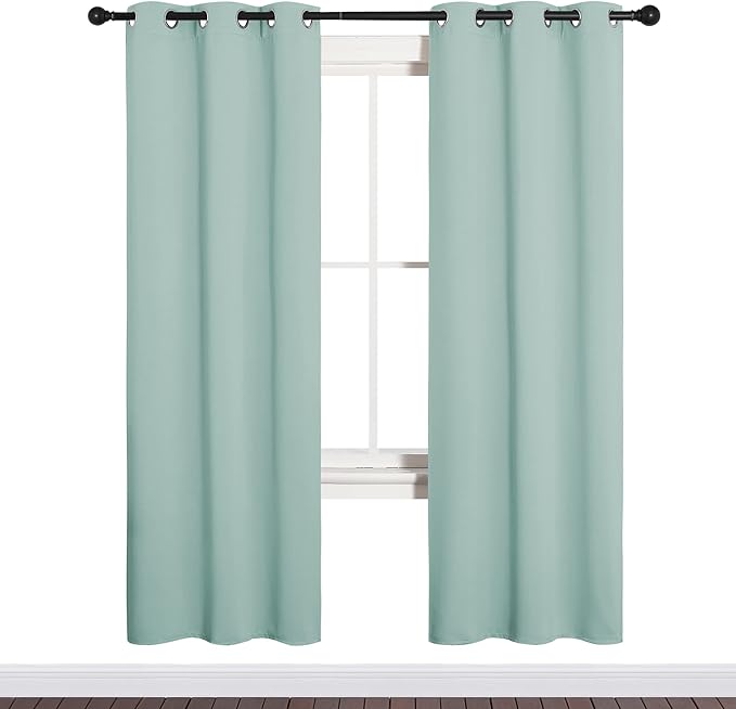 NICETOWN Bedroom Curtain Panels Blackout Draperies, Thermal Insulated Solid Grommet Blackout Curtains/Drapes (Aqua, One Pair, 34 by 72-inch) - Image 2