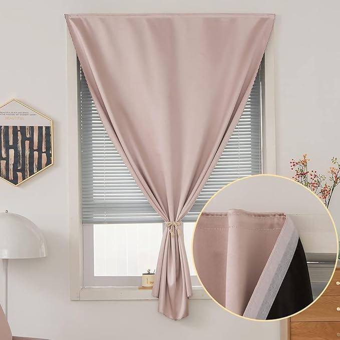 Adhesive Curtain 100% Blackout No-Drill Easy Install for Bedroom Blinds Light Blocking (Tender Pink-47 W x 84" L-1P) - Image 7