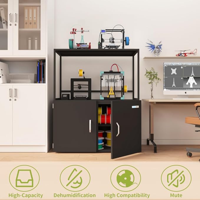 300L 3D Printer Filament Storage Cabinet with Dehumidifier | Industrial Sealed Dehumidifying Cabinet Holds 160 Rolls -Compatible with PLA/ABS/TPU (300L Black) - Image 8