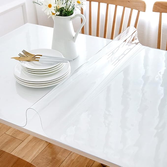 24 x 48 Inch Clear Plastic Dining Table Protector Tablecloth Office Desk Pad Mat Wooden Furniture Coffee Glass End Bed Sofa Side Bar Dinner TV Table Cloth Top Protection Cover Waterproof PVC Vinyl - Image 7