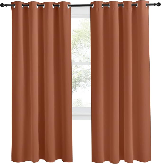 NICETOWN Blackout Burnt Orange Curtain & Drape, W55 x L78, 1 Panel, Room Darkening Light Blocking Window Treatment for Living Room - Image 2