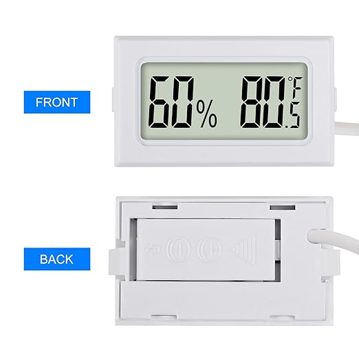 3Pcs Mini Digital Thermometer Hygrometer with Probe Electronic Temperature Humidity Gauge Meters Indoor LCD Display Fahrenheit for Humidors,Greenhouse,Garden,Incubator Reptile Terrarium - Image 2
