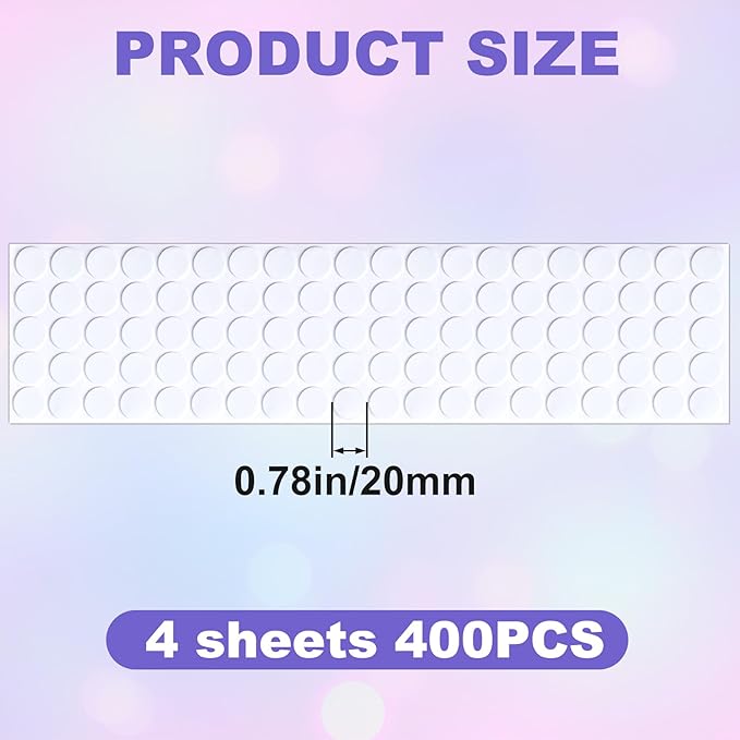 400 Pcs Small Felt Furniture Pads, Self-Adhesive EVA Foam Dot Circles, Round Felt Furniture Stickers for Desks Drawers Vases Photo Frames Cabinets Doors Candlesticks - White (0.78") - Image 2