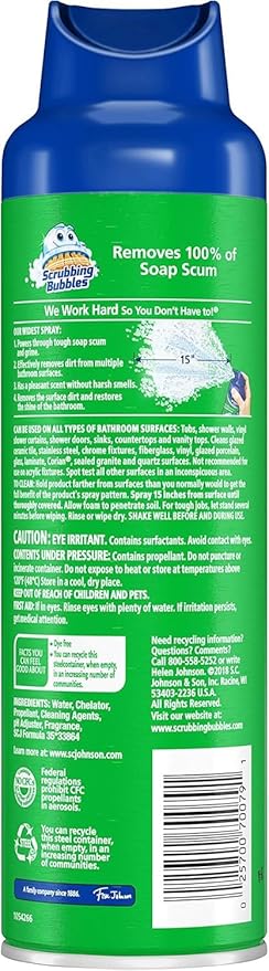 Scrubbing Bubbles Mega Bathroom and Shower Foamer Aerosol, Rainshower Scent, 20oz - Image 8