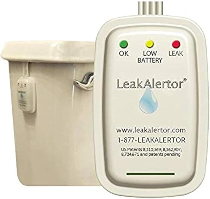 LeakAlertor 6000 Toilet Leak Detector – Installs in Seconds, No Tools Required / Detects Leaks, Running Toilets, and Other Problems That Cause High Water Bills / Visual & Audible Alerts by LeakAlertor