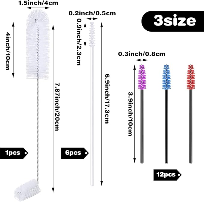 Hummingbird Feeder Cleaning Brush 19 Pieces 3 Size Mini Nylon Double Headed 2 in 1 Hummingbird Brush Hard to Reach Places Tiny Cleaning Kit(White) - Image 2
