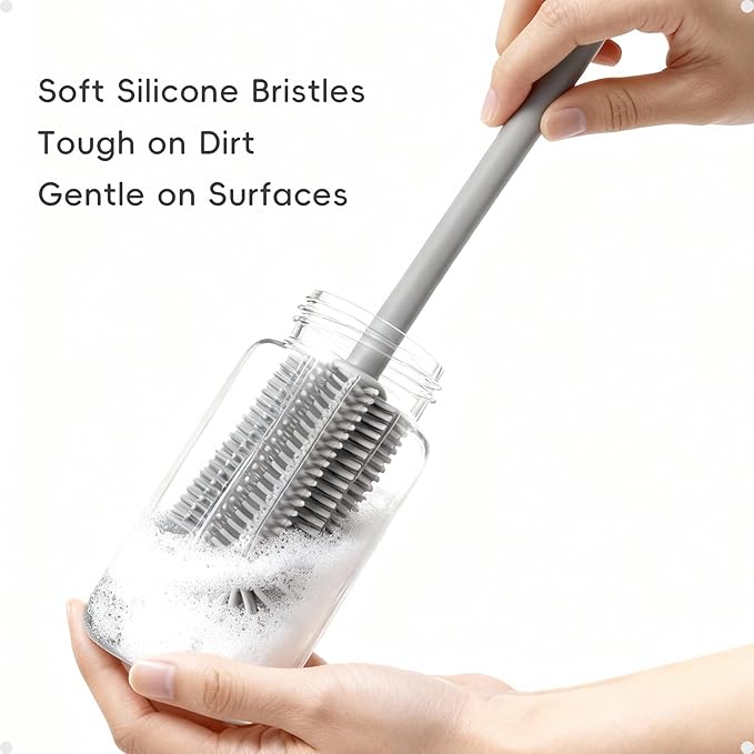 Silicone Cleaning Brush Kit,Water Bottle and Straw Cleaner Brush Set for Tumbler,Baby Bottle,Breast Pump Part,Nipple,Sippy Cup,Glass,Dishwasher Safe,BPA Free,3 Pcs - Image 4