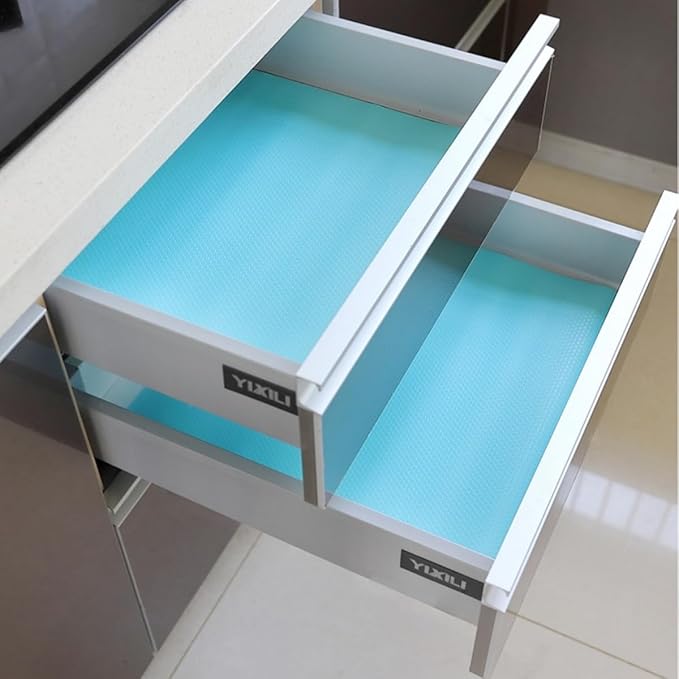 Bloss Blue Shelf Liner Non Adhesive Drawer Liners 12 x 236 inch BPA Free Waterproof Drawer Mat for Kitchen, Cabinets, Bathroom, Cupboard, Shelves - Image 3