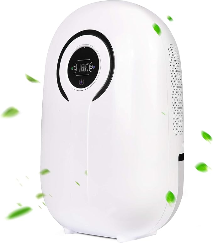 Dehumidifier for Home with LCD Display 37oz(1100ml) Small Ultra Quiet Portable Dehumidifier with Auto Shut-off,Up to 430 Sq.ft for Basements Bedroom Bathroom Garage Wardrobe RV by LUCKYERMORE