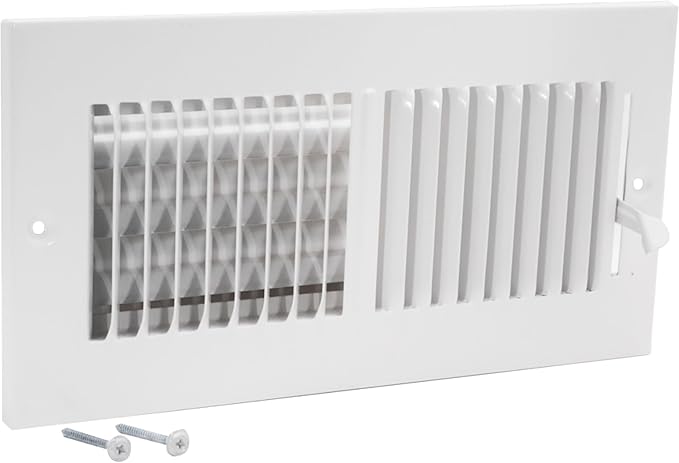 EZ-FLO 10 x 4 Inch (Duct Opening) Air Vent Cover for Wall or Ceiling, Two-Way Ventilation Register, Solid Steel HVAC Register Cover, White, 61609 by EZ-FLO