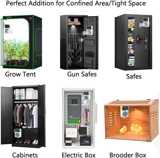 Auto Small Dehumidifier for Grow Tent/Electric Box/Storage Cabinet/Closet/Safes, Smart Dehumidification Kit Eliminates Moisture for Confined Space With Humidity Control, AC/DC 85-265V, Auto Shut Off - Image 2