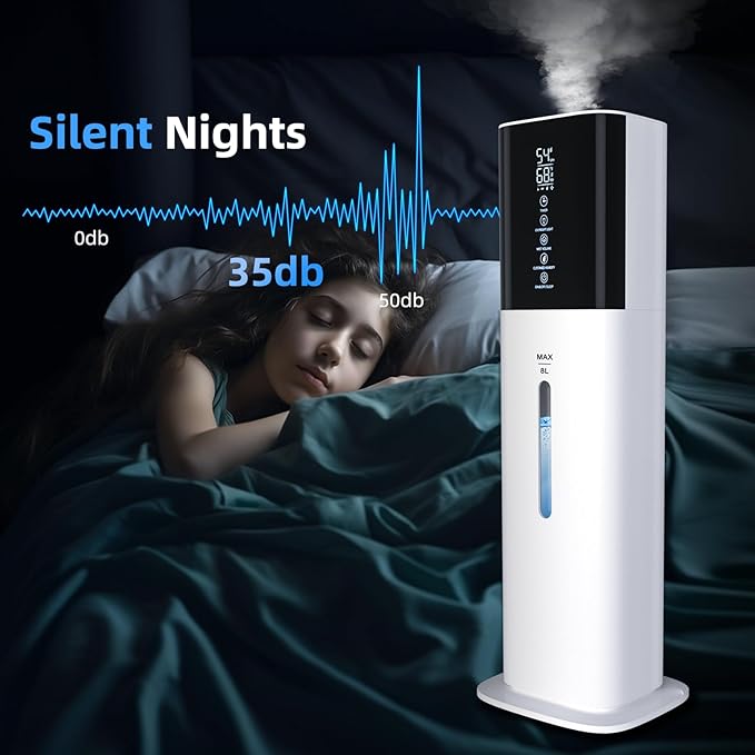 2.11Gal Ultrasonic Cool Mist Humidifier with Timer and Humidistat for Large Rooms - Home, Bedroom, Baby, Adults, Plants - Image 6