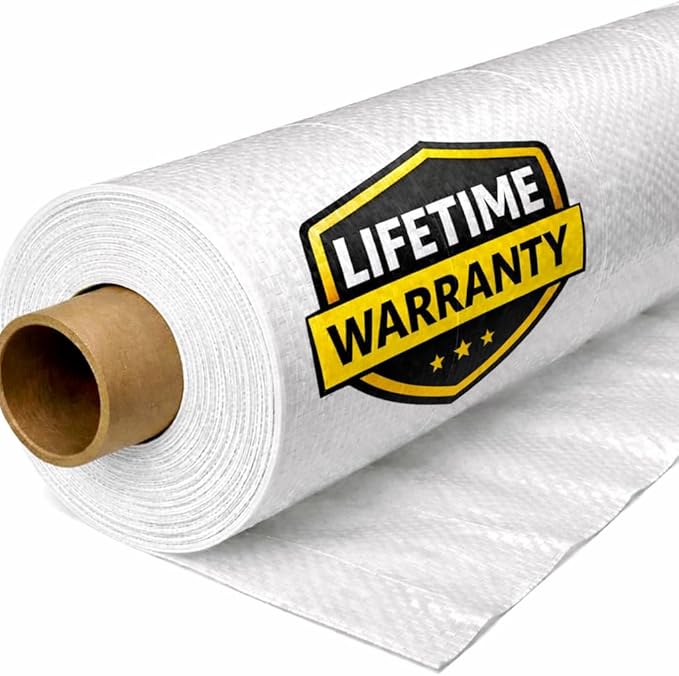 Whitecap - Woven Vapor Barrier - 12 Mil (4' x 200'), Thick Plastic sheeting, Drop Cloth Moisture Barrier Covering for Crawl Space Encapsulation, Life-Time Warranty by CrawlSpace-DIY