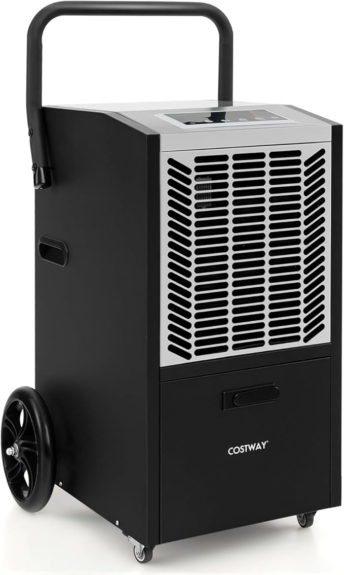 COSTWAY 163 Pints Commercial Dehumidifier, 4500 Sq.Ft Crawl Space Dehumidifier with Pump & Drain Hose, 24H Timer, for Basement, Warehouse, Job Site (White) by COSTWAY