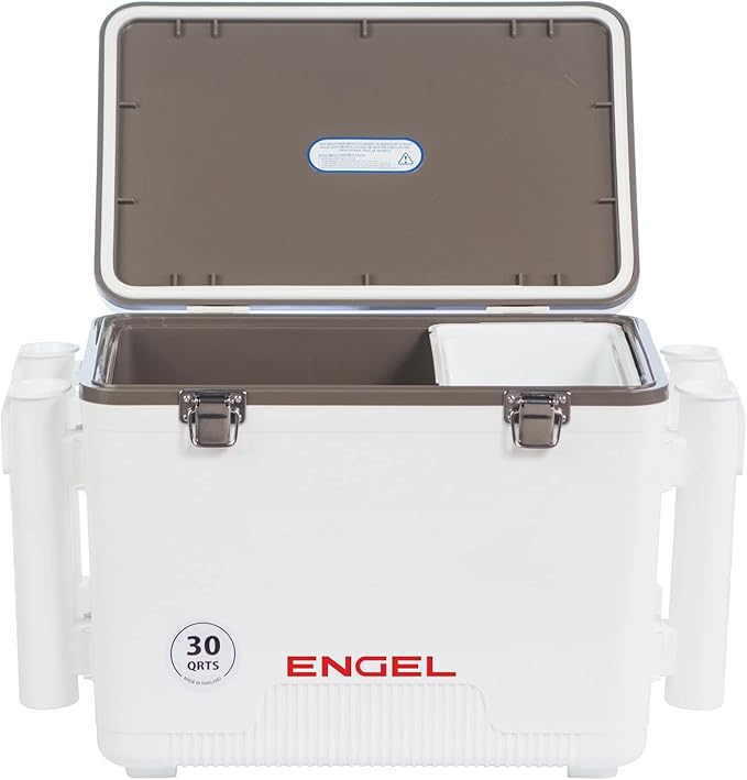 Engel UC30 30qt Leak-Proof, Air Tight, Fishing Drybox Cooler with Built-in Fishing Rod Holders, Also Makes The Perfect Hard Shell Lunchbox for Men and Women in White - Image 3