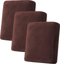 H.VERSAILTEX Velvet Stretch Couch Cushion Cover Plush Cushion Slipcover for Chair Loveseat Sofa Cushion Furniture Protector Seat Cushion Sofa Cover (3 Piece Sofa Cushion Covers, Brown) by HVERSAILTEX