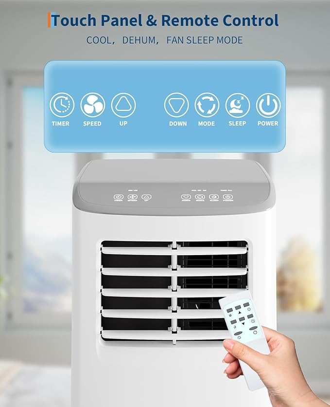 8000 BTU Portable Air Conditioner - Cools Rooms Up to 350 Sq.Ft, 3 in-1 AC with Dehumidifier & Fan for Bedroom, Large Room | Includes Window Vent Kit - Image 4
