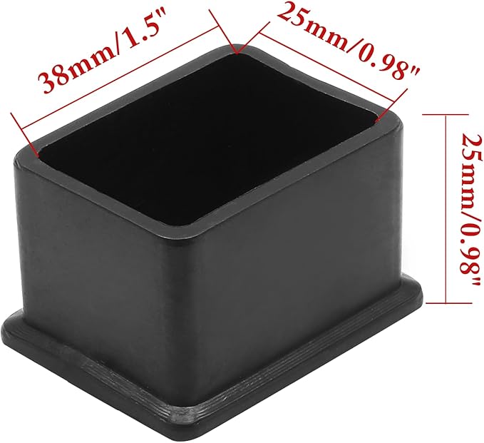 8 Pcs Rectangle PVC Furniture Leg Caps (1" x 1-1/2"), Vinyl Flexible Chair Leg Floor Protectors for Patio Indoor Chair Table Bed, 25mm x 38mm - Image 2
