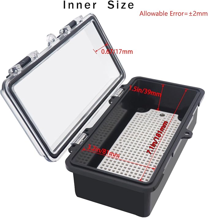 Junction Box, Hinged Black Clear Cover IP67 Waterproof ABS Project Box with Mounting Plate Electrical Box Enclosure with Wall Bracket 7.9 x 3.9 x 2.8inch(200x100x70mm) - Image 3