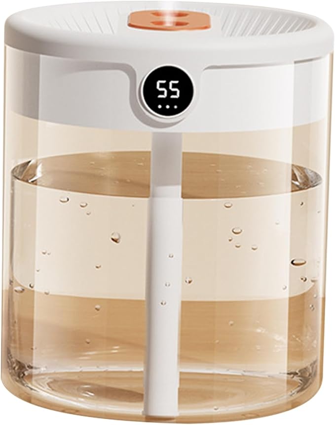2L Double Nozzle Air Humidifier, Bedroom Humidifier with LCD Display, Almost Silent, White by Unknown