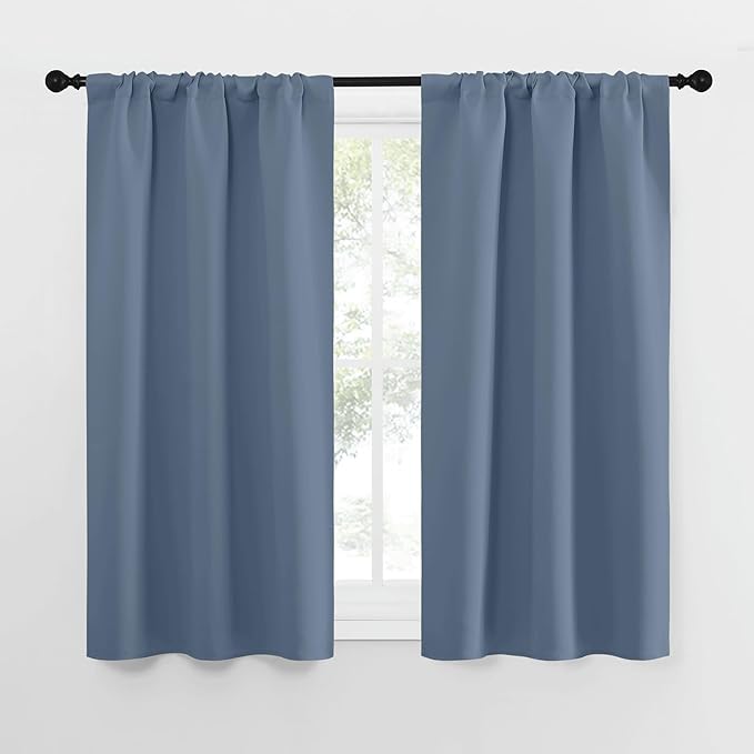 NICETOWN RV Blackout Curtains for Camper Windows, Short Blackout Curtains & Drapes, Thermal Insulated Blackout Curtain Panels for Kids Room, Play Room (Stone Blue, 29" Wide by 50" Long, 2 PCs) by NICETOWN