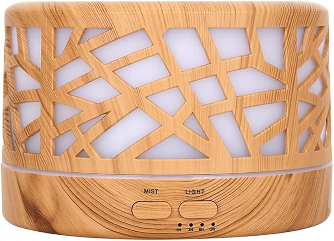 Wild Essentials 700ml Designer Large Room Essential Oil Diffuser, 5 in 1 Ultrasonic Aromatherapy Vaporizer Cool Mist Humidifier, Home, Office Bedroom, Timer Auto-Off, 7 Color LED, Light Wood Branches by WildEssentials