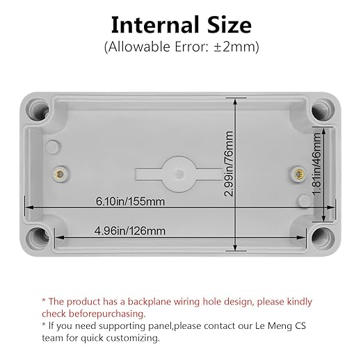 LeMotech Junction Box IP67 Waterproof Dustproof ABS Plastic Project Box for Electrical Outdoor Enclosure Gray 6.3 x 3.1 x 3.7 inch (160 x 80 x 95 mm) - Image 3