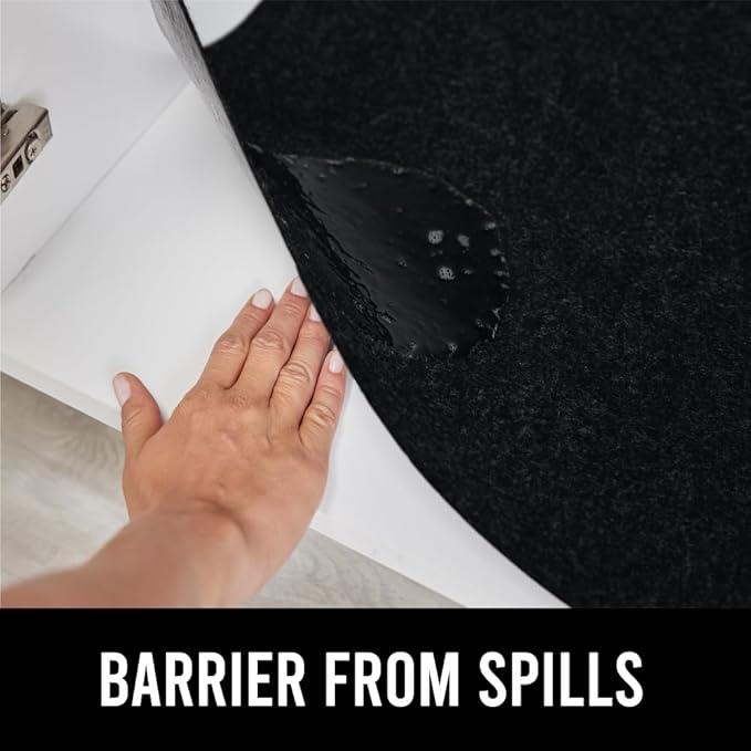 GORILLA GRIP LeakGuard Non-Adhesive Under Sink Mat for Kitchen Cabinet, 24x60, Waterproof Quick Dry Shelf Liner, Durable Absorbent Felt Mats for Bathroom Sinks, Cabinets, Dresser, Easy to Trim, Black - Image 8