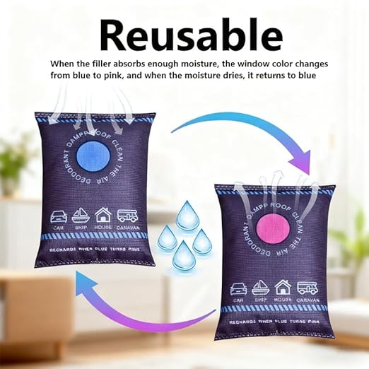 5-Pack Reusable Dehumidifier Bags, 100g Rechargeable Desiccant Packs for Moisture Absorption, Fits Car Truck RV Closet Basement Toolbox - Image 3