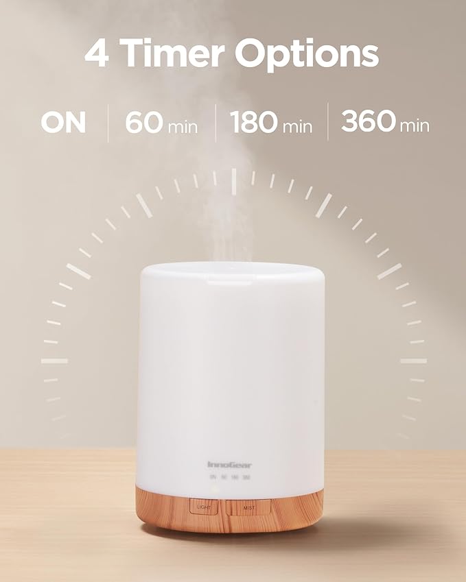 InnoGear 300ML Essential Oil Diffuser, Premium 5-in-1 Ultrasonic Aromatherapy Diffusers Scent Humidifier Aroma Diffuser Vaporizer Auto-Off Timer for Room Office Home, Yellow, Medium - Image 2