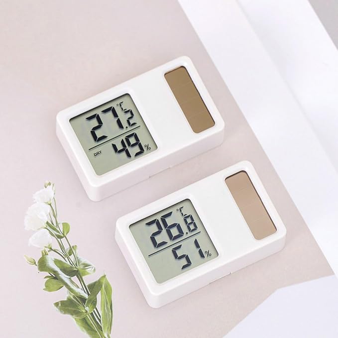 Thermometers Hygrometer Solar Power Desktop Temperature Humidity Meter Gauge With LCD Display For Home Baby Room Office - Image 4