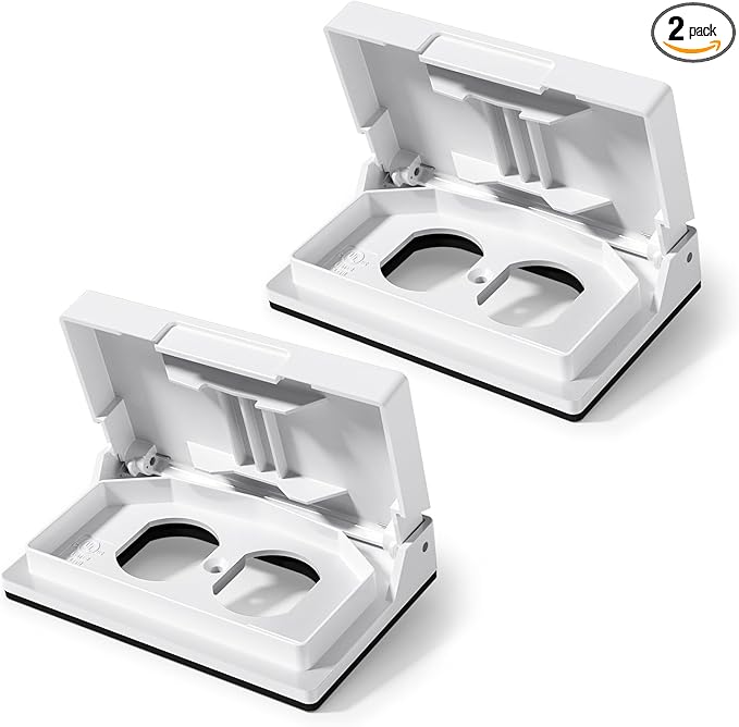 ELEGRP Horizontal Outdoor Cover for Duplex Receptacles, Weatherproof Wall Plate, Outdoor Electrical Outlet Cover, Standard Size 1-Gang 4.77” x 2.97”, Thermoplastic, 2 Pack, White by ELEGRP%7CELEGROUP
