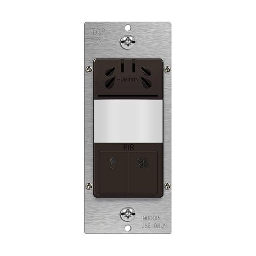 TOPGREENER Humidity Sensor Switch with PIR Lighting Motion Sensor, Neutral Wire Required, Air Moisture Detection for Ventilation Fan, Bathroom Fan Automated Control, UL Listed, TDHOS5-BR, Brown by TOPGREENER