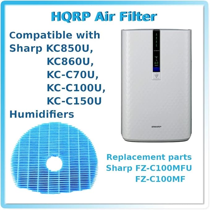 HQRP 2-Pack Humidifying Filter Compatible with Sharp KC-C70U, KC-C100U, KC-C150U, KC850U, KC860U Humidifier, FZC100MFU Replacement - Image 2